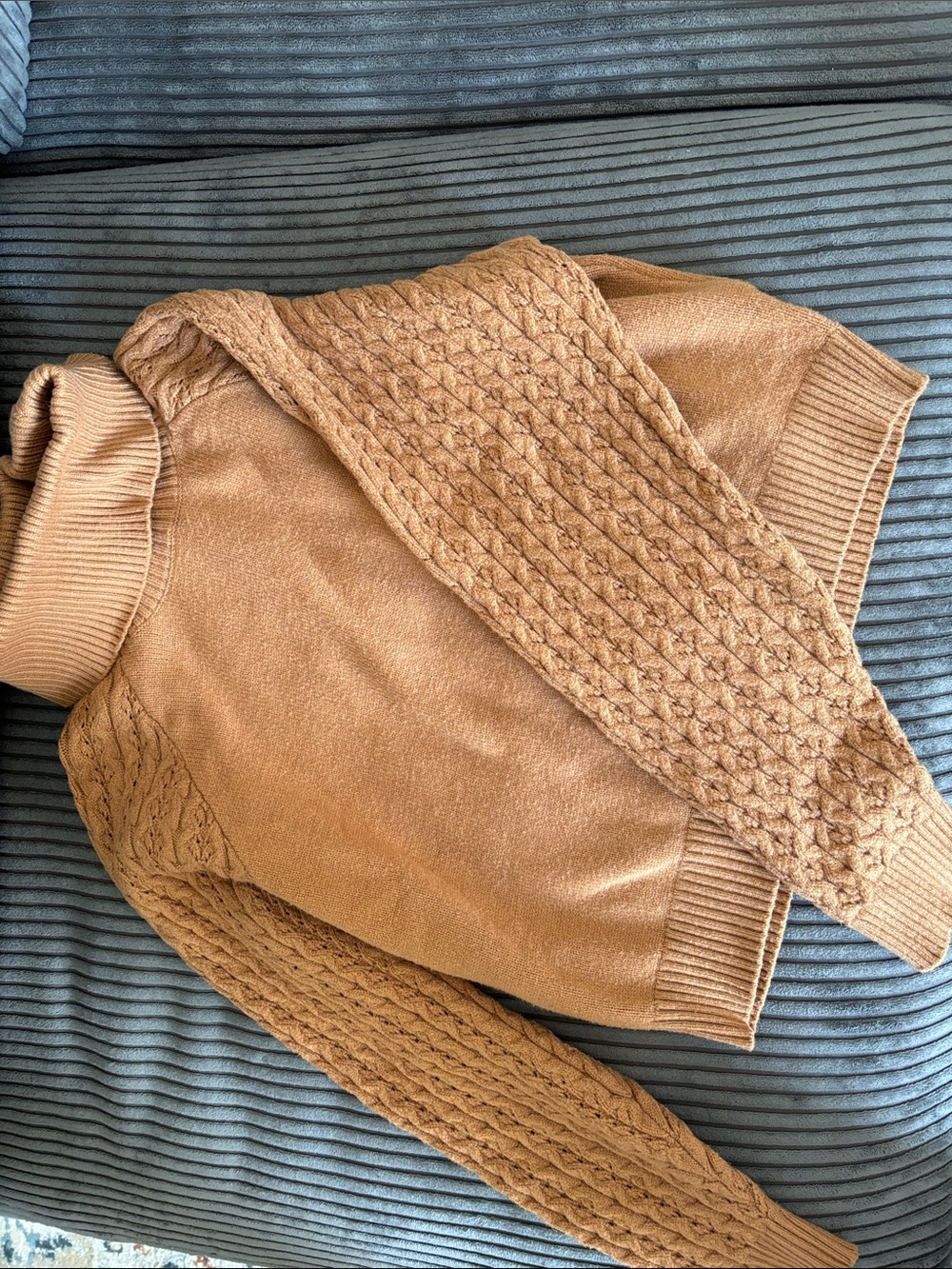 BB Dakota by Steve Madden Camel Cable Turtleneck Sweater